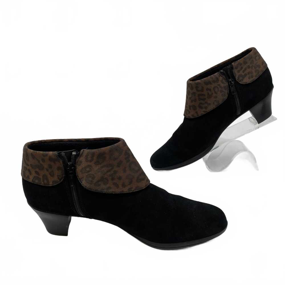 Munro Black Animal Print Faux Suede Booties | Women’s Size 10 - Picture 2 of 7